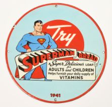 1941 vintage Superman Bread Enamel sign