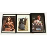 Doctor Who related framed signed pictures x 3