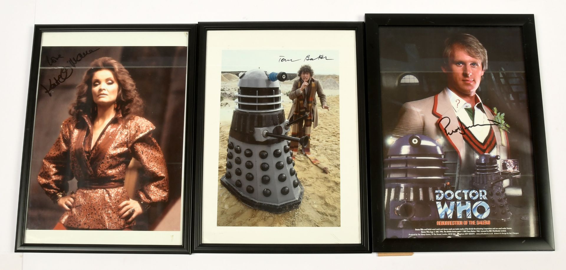 Doctor Who related framed signed pictures x 3