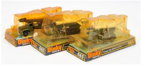 Dinky 665 Honest John Missile launcher group of 3