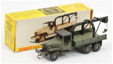 French Dinky 808 GMC crane truck - drab green including concave hubs