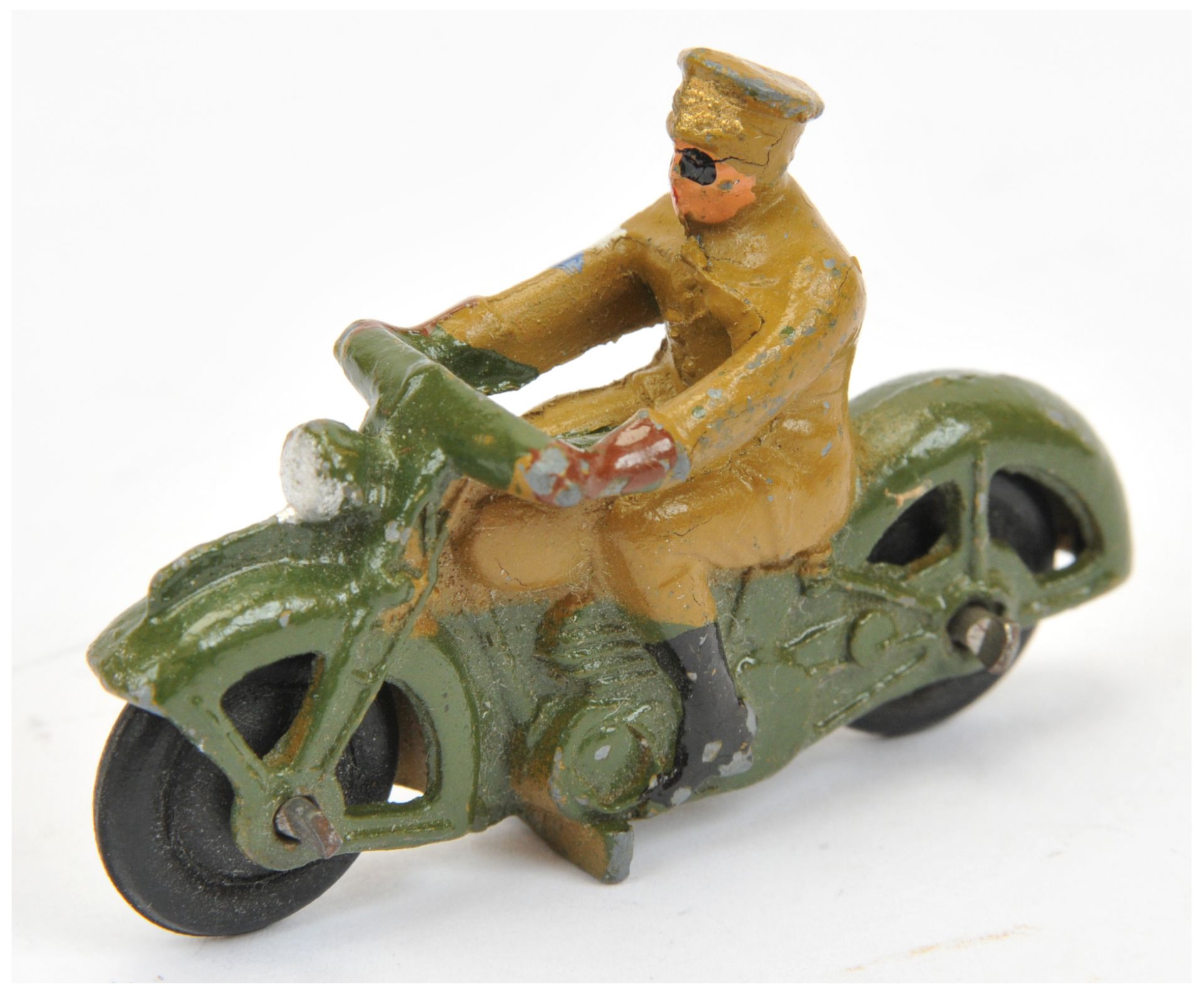 Dinky  37C "Royal Signals" Dispatch rider - green, black smooth wheels