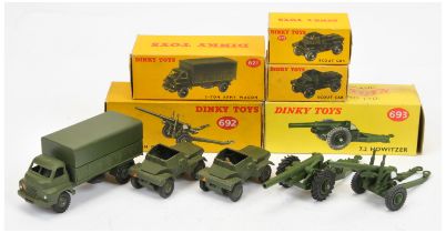 Dinky Military group of 5 to include (1) 621 Austin covered wagon