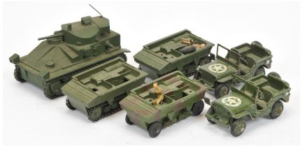 Dinky military group of 6 to include (1) 151A medium tank (2) 162A dragon Light tank