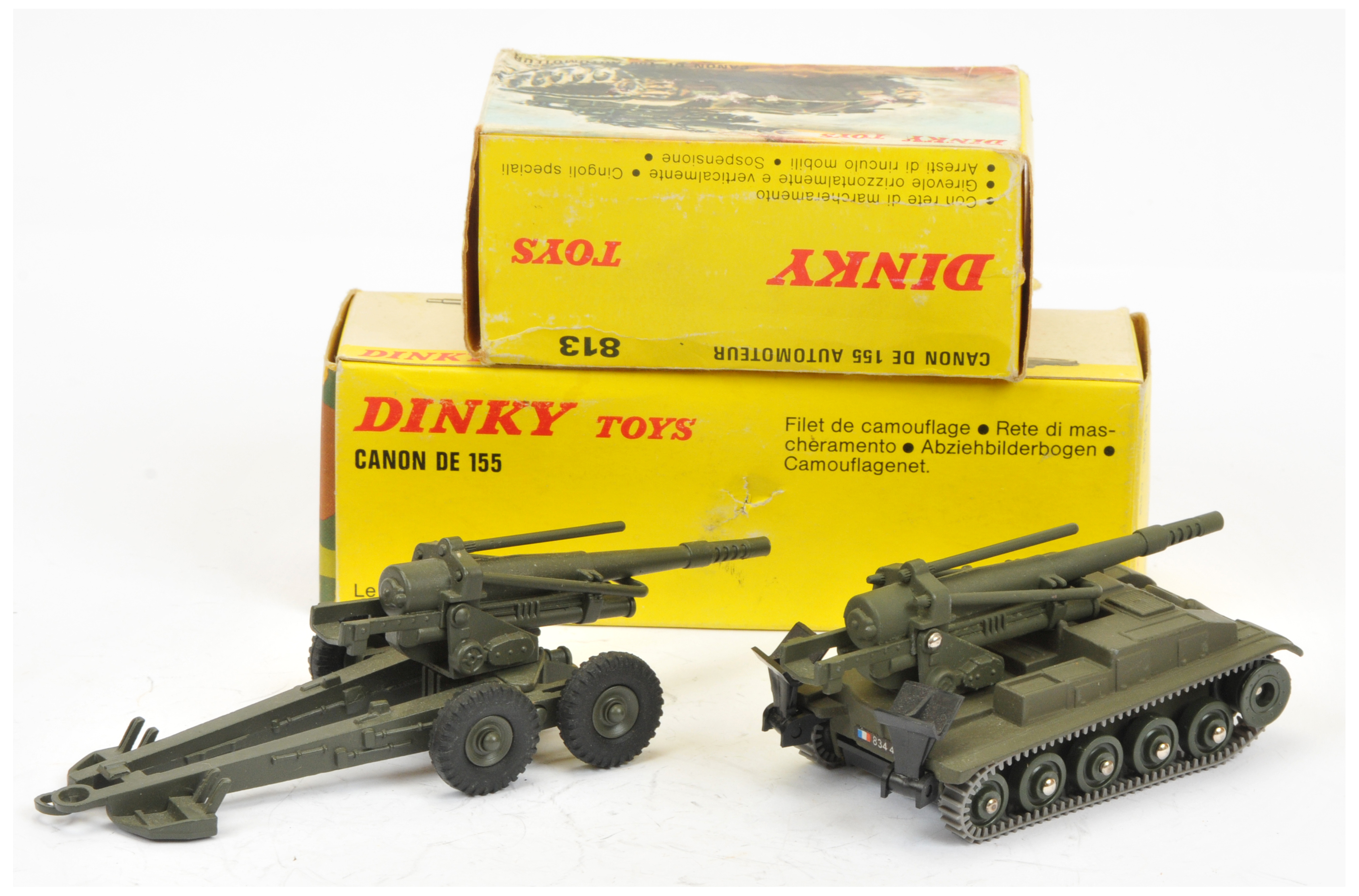 French Dinky a pair (1) 802 Canon DE155 - drab green including concave hubs  - Image 2 of 2