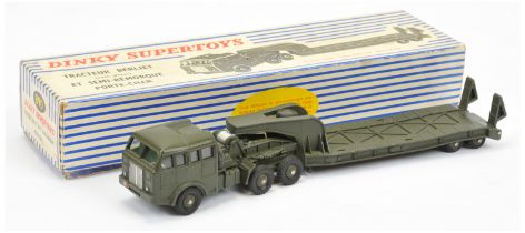 French Dinky 890 Berliet Low Loader - drab green including convex hubs, with windows