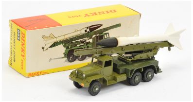 Dinky 665 Honest john Missile Launcher - military green body with dark green rear platform,