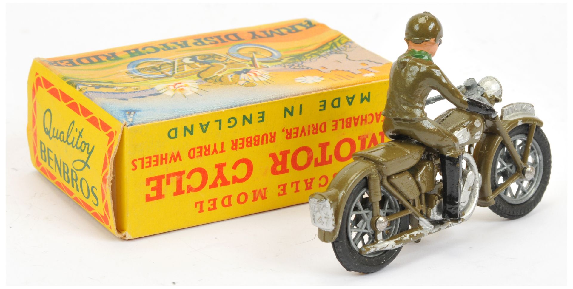 Benbros  Qualitoys motorcycle army despatch rider - olive green - Image 2 of 2