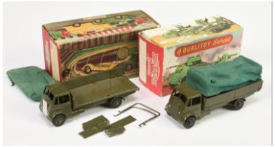 Benbros  Qualitoys a pair of AEC covered wagons - (1) olive green