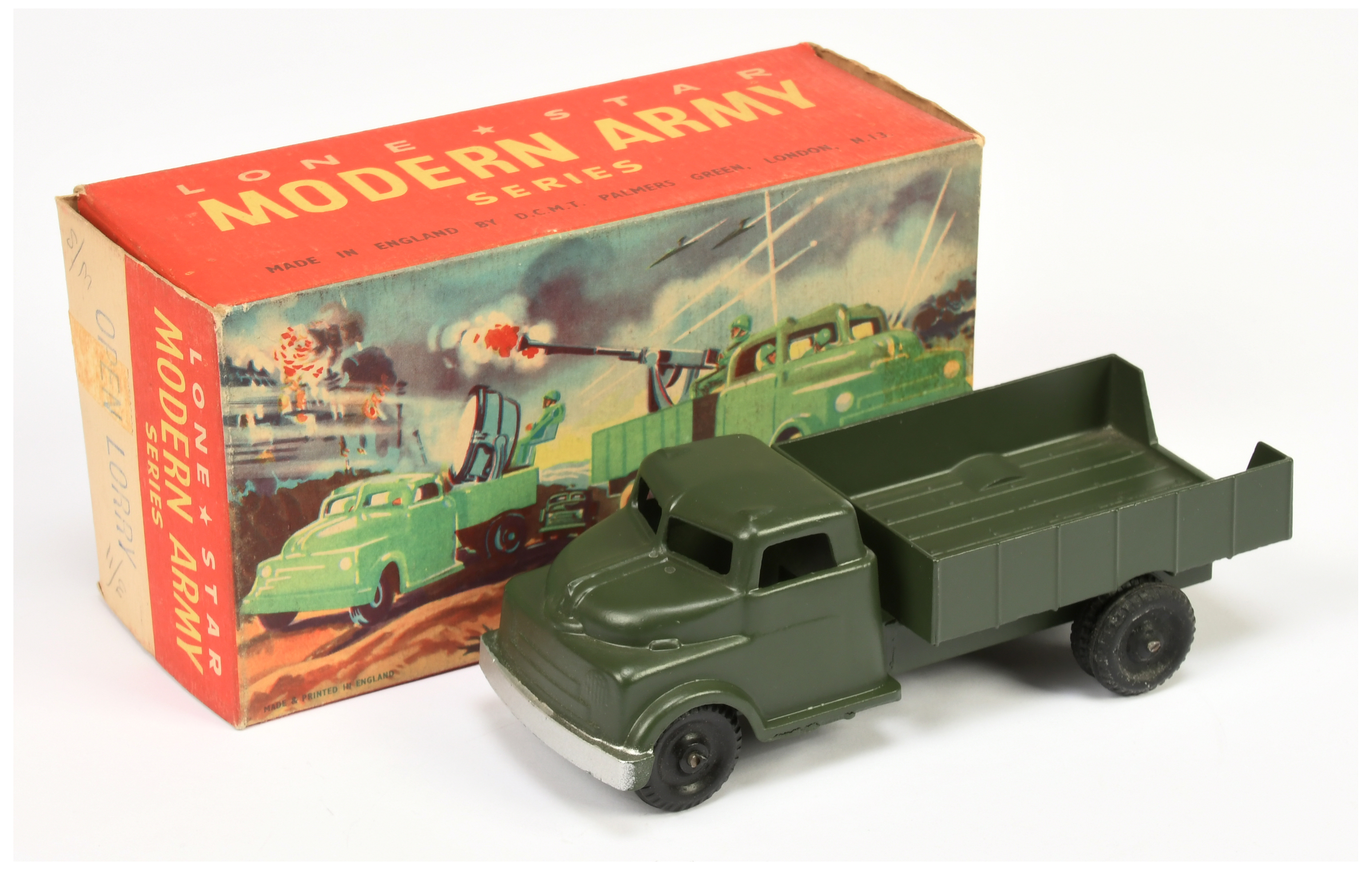 Lone Star open back Lorry- green including base, silver front bumper 