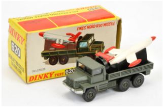 Dinky 620 Berliet Missile launcher - Drab green body and hubs, black plastic launcher