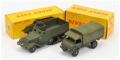 French Dinky a pair (1) 821 Mercedes Covered truck - drab green including concave hubs,