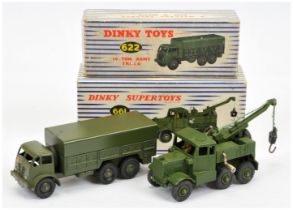 Dinky Military a pair (1) 622 Foden Covered wagon - green including rigid hubs