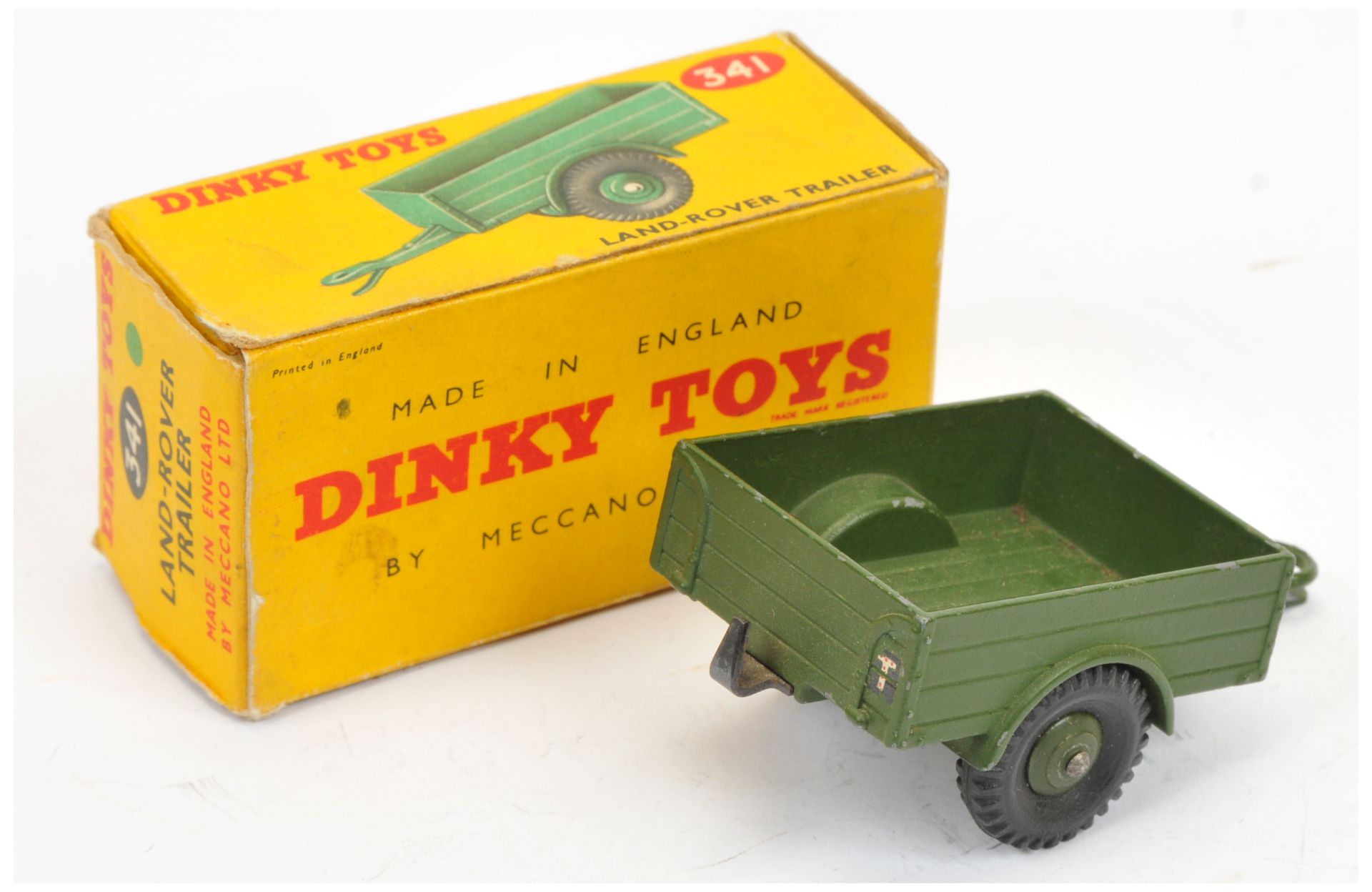 Dinky 341 RARE Military green Land Rover trailer - finished in Military green - Image 2 of 2