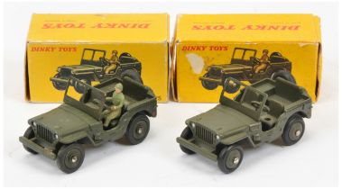 French Dinky a pair of Hotchkiss Jeeps - (1) 80BP - drab green