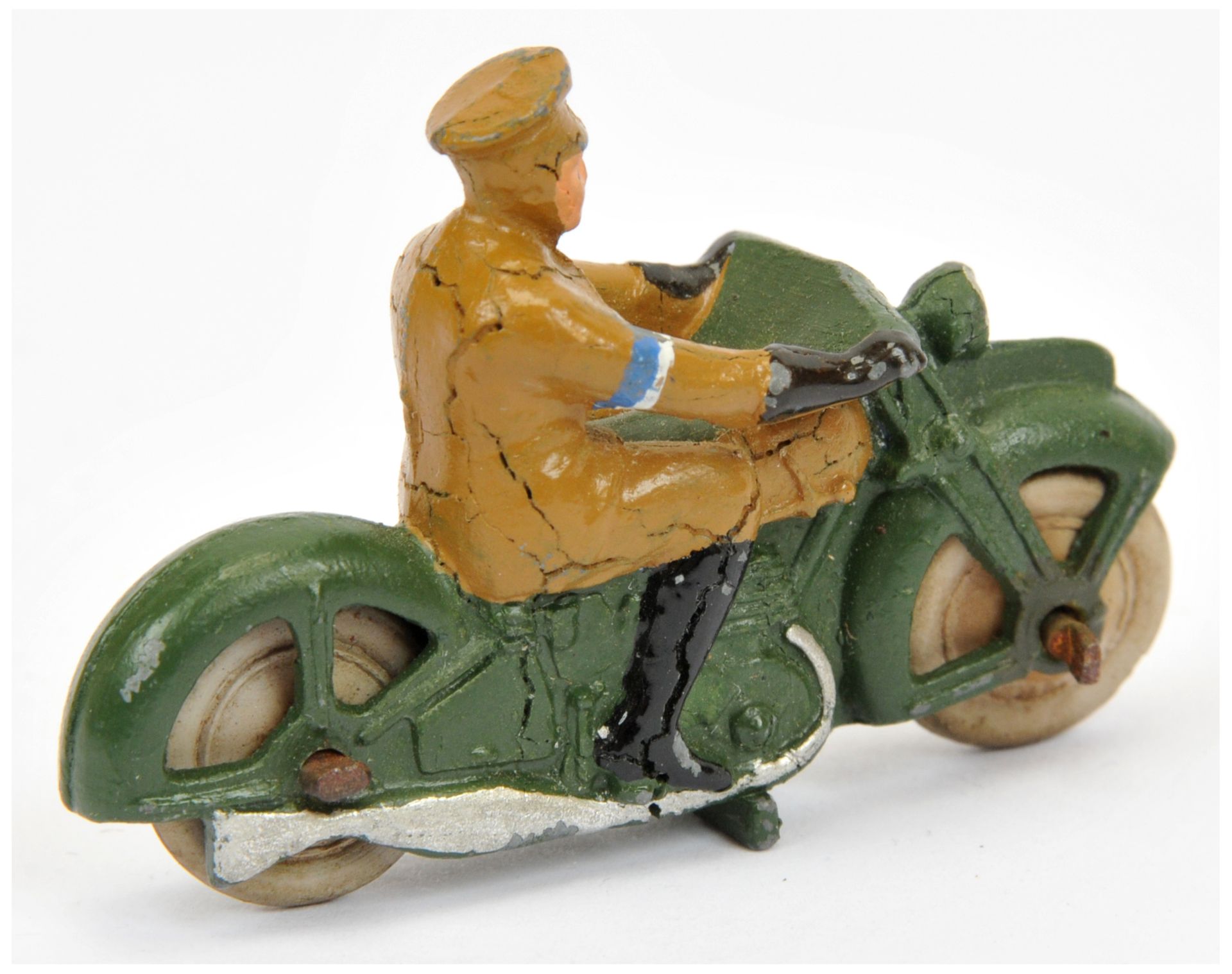 Dinky Pre-War 37C "Royal Signals" Dispatch rider - green, smooth wheels - Image 2 of 2