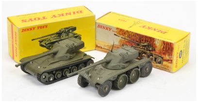French Dinky a pair (1) 817 Char AMX 13-Tonnes - drab green, plastic rollers