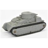 Dinky Pre-war 22F Tank - finished in grey body and turret, metal rollers