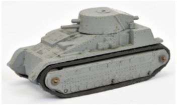 Dinky Pre-war 22F Tank - finished in grey body and turret, metal rollers