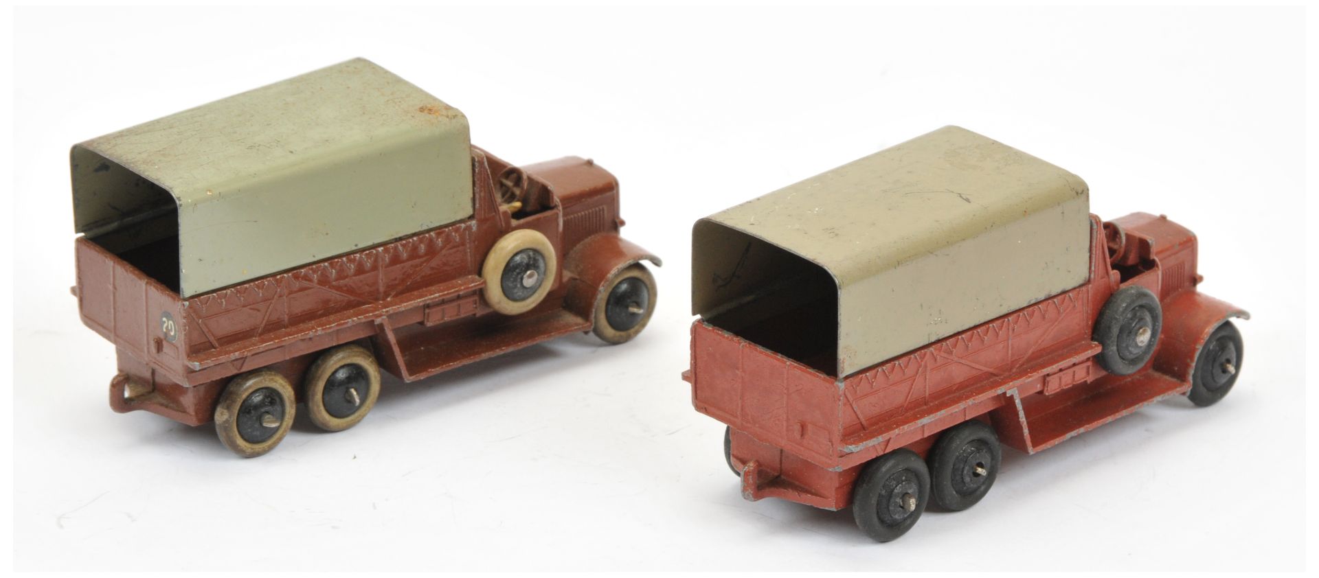 Dinky 25S 6-Wheeled cover wagon a pair (1)brown, grey metal tilt, silver grille - Bild 2 aus 2