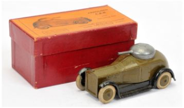 Britains 1321 Armoured car -dark khaki including hubs with white tyres, black chassis