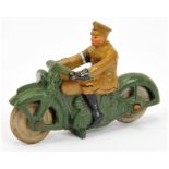 Dinky Pre-War 37C "Royal Signals" Dispatch rider - green, smooth wheels