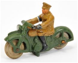 Dinky Pre-War 37C "Royal Signals" Dispatch rider - green, smooth wheels