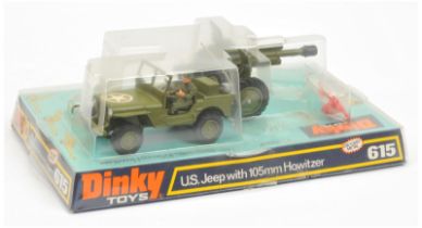 Dinky 615 "US" Jeep - Military green including plastic hubs, white star on bonnet