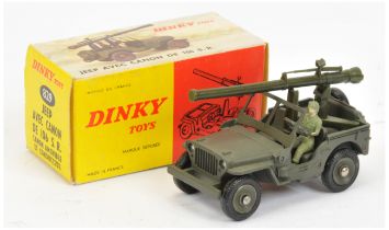 French Dinky 829 jeep with canon - drab green including concave hubs,