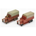 Dinky 25S 6-Wheeled cover wagon a pair (1)brown, grey metal tilt, silver grille