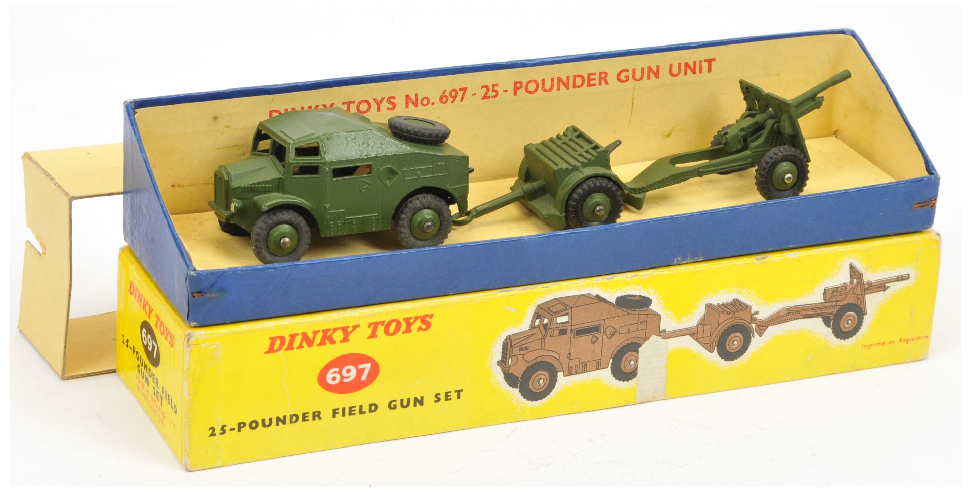 Dinky 697 Military Field Gun Set to include - Artillery Tractor, with figure driver,