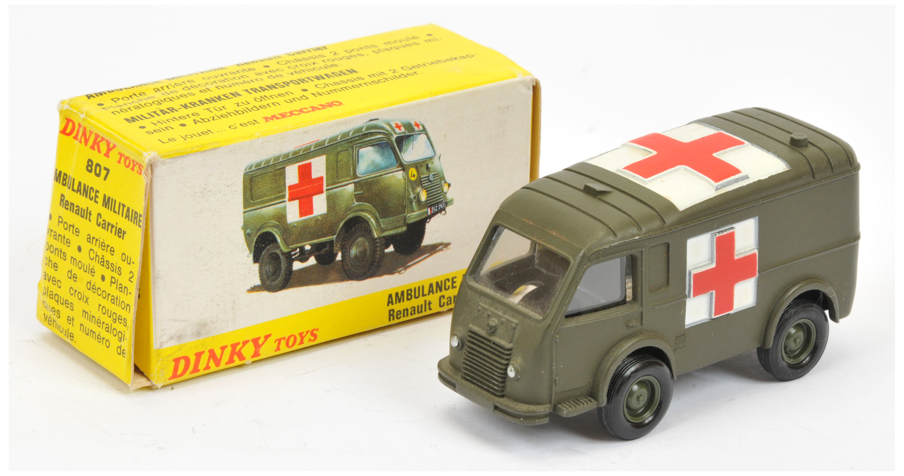 French Dinky 807 Renault "Ambulance" - drab green including plastic hubs 