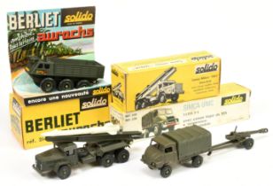 Solido group of military 3 - (1) 201 Rocket launching vehicle with white rocket,(2) 214 Berliet A...