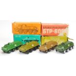 Russain made group of 4 Armoured cars (1/43rd) scale - (1) military green, (2) mid-green,