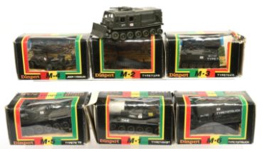 Diapet (Japan) Military group of 6 to include - M2 Type 79PR Transporter, M4 Jeep with trailer
