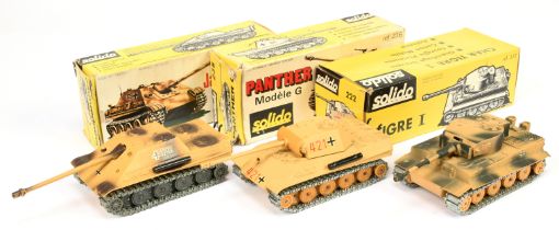 Solido military group of 3 Tanks - (1) 222 Tiger, (2) 228 Jagdpanther, (3) 236 Panther G 