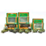 Gama Military Jeeps group of  to include 90397 with trailer 9107 rocket launcher, plus others 
