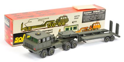 Solido 211 Berliet T12 tank transporter - drab green including hubs, with header board