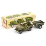 Fj Military Jeep and trailer set  - Jeep - drab green including hubs with, roundel on bonnet, fig...