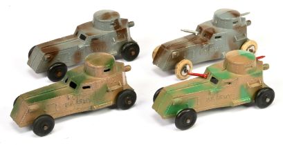 Tootsietoy group of 4 Armoured cars   - (1) Camouflage grey/brown, black wheels