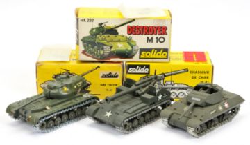 Solido military group of 3 Tanks - (1) 202 Patton - green, (2) 219 Chasseur M41