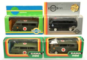 Gama Military group of 4 Volkswagen Kombi - (1) "Ambulance" green with blue roof light