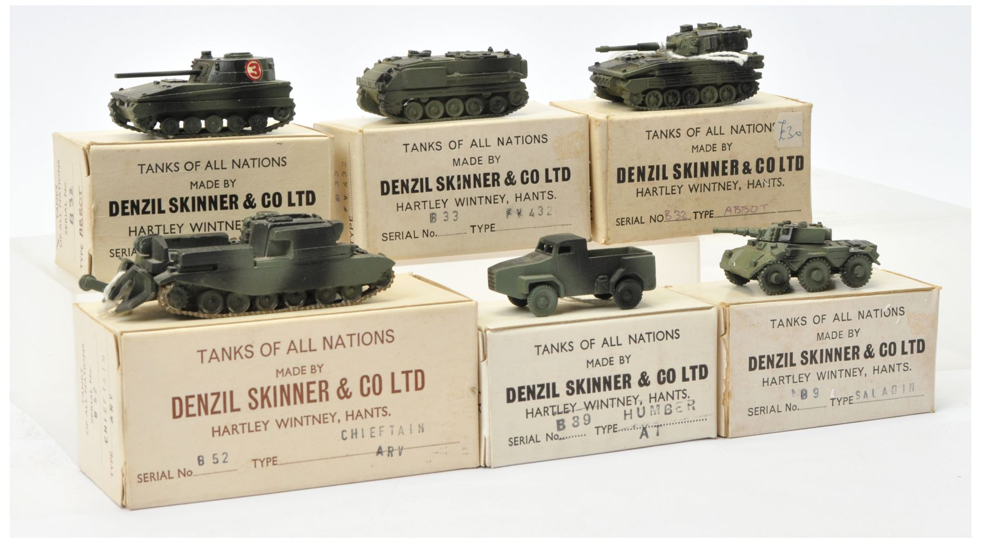 Denzil Skinner & Co Ltd "Tanks of all Nations" series - Group of 6 x military to include -Chiefta...