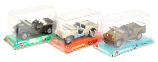 Mebetoys Jeeps group of 3 - (1) A79 - drab olive green white star to bonnet,