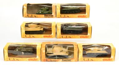 Playart Military group of 7 tanks to include - Tiger, Sherman, plus others