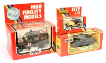 Polistil military group of 3 - (1) CE 74 Jeep - Cream body with black hood, (2) CA 106 M60-A1