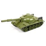 Russain made large scale T62 tank - finished in military green with plastic rollers 