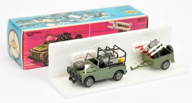 Mercury 412 Military set to include - Jeep - green , black seats and cage and trailer with rocket...