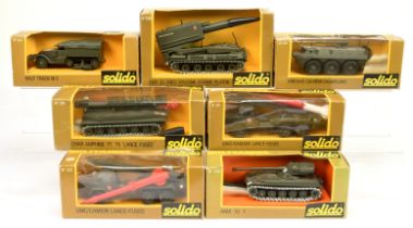 Solido military group of 7 to include -201 rocket launching truck, 244 half-track,