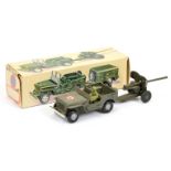Fj Military Jeep and field gun set  - Jeep - drab green including hubs with, roundel on bonnet, f...